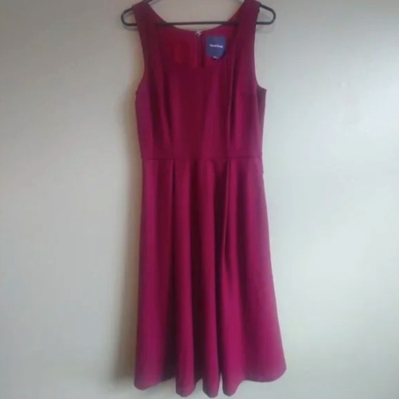 Modcloth Dresses & Skirts - Modcloth raspberry burgundy wool sleeveless midi dress size 6